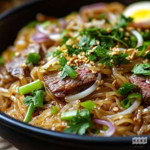 Pad Thaï au Rumsteak et Oignons Verts