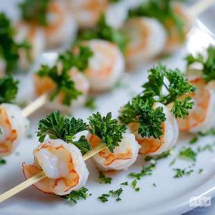 Mini Brochette de Crevettes à l'Ail et Persil