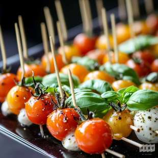Recette Apéritif : Mini Brochette de Tomates Cerises et Mozzarella