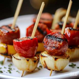 Mini Brochette de Chorizo ​​et Poivrons