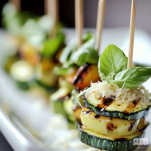 Mini Brochette de Légumes Grillés et Basilic