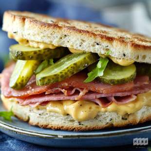 Sandwich Pain Polaire au Pastrami et Cornichons