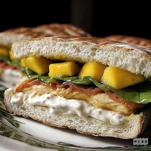 Sandwich Pain Polaire au Poulet Curry et Mangue