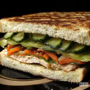 Sandwich Pain Polaire au Poulet Thaï et Légumes Croquants
