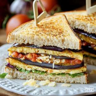 Club Sandwich Chaud aux Aubergines et Parmesan