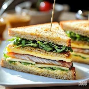 Club Sandwich au Maquereau Fumé et Roquette