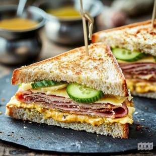 Club Sandwich au Pastrami, Fromage et Moutarde