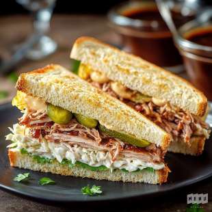 Club Sandwich au Porc Barbecue et Salade de Chou
