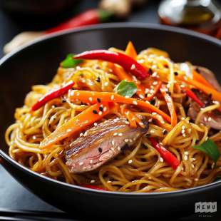 Nouilles Sautées Thaï au Canard et Carottes