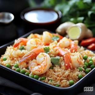 Riz Sauté aux Crevettes et Gingembre