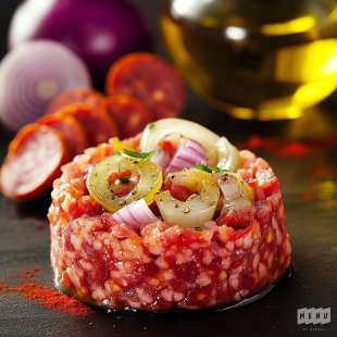 Tartare de Boeuf Charolais au Chorizo ​​et Paprika