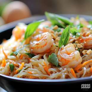 Pad Thaï aux Crevettes et Basilic Thaï