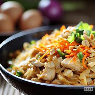 Pad Thaï au Poulet et Carottes Râpées