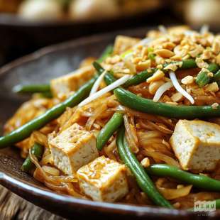 Pad Thaï au Tofu et Haricots Verts