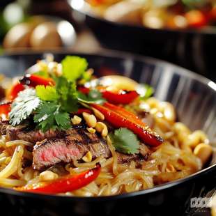 Pad Thaï au Rumsteak et Poivrons Grillés
