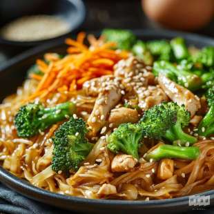 Pad Thaï au Poulet et Brocolis Vapeur