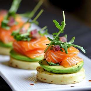 Mini Navette au Saumon Fumé, Avocat et Roquette
