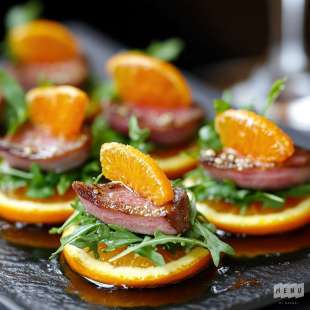 Mini Navette au Magret de Canard, Orange et Roquette