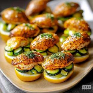 Recette Apéritif : Mini Navette au Poulet Tandoori, Courgettes et Citron
