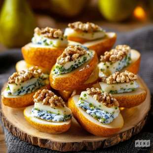 Mini Navette au Fromage Bleu, Poires et Noix