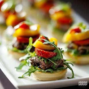 Mini Navette au Roastbeef, Roquette et Poivrons