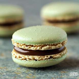 Macaron Coque Menthe, Ganache Chocolat Lait
