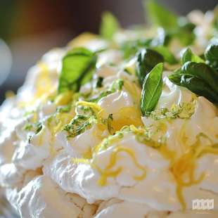 Pavlova au Citron et Basilic