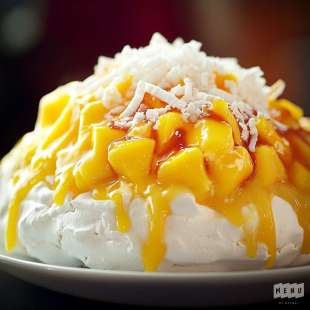 Pavlova à la Mangue et Noix de Coco