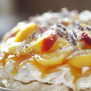 Pavlova à la Pêche et Lavande