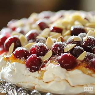 Pavlova aux Cerises et Amandes