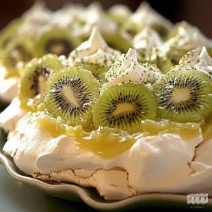 Pavlova au Kiwi et Citron Vert