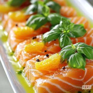 Tataki de Saumon Sauce Agrumes et Basilic
