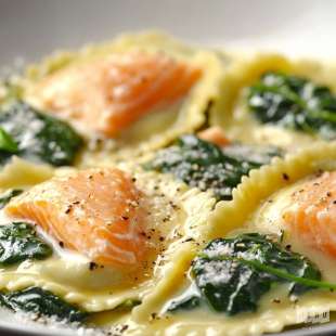 Raviolis Saumon et Épinards