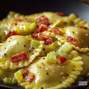 Raviolis Poireaux et Lardons