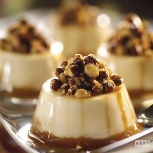 Panna Cotta au Café et Noisettes Caramélisées