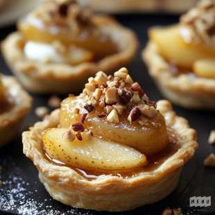 Tartelette Fine aux Poires Caramélisées, Noisettes et Mascarpone
