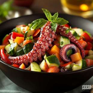 Recette Plat : Poulpe en Salade Méditerranéenne
