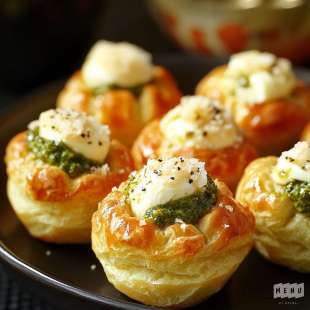 Mini Choux au Cream Cheese et Pesto, Glaçage au Parmesan