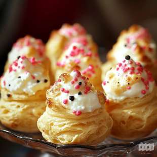 Mini Choux au Cream Cheese et Poivre Rose, Glaçage au Fromage Blanc