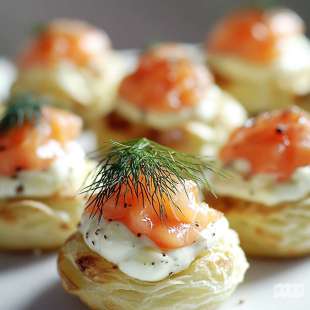 Mini Choux au Cream Cheese et Aneth, Glaçage au Saumon
