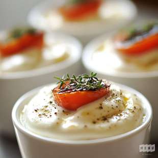 Mini-Cappuccino de Mozzarella au Thym et Poivron Rôti
