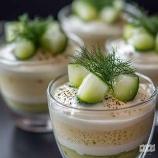 Recette Apéritif : Mini-Cappuccino de Mozzarella à l’Aneth et Concombre