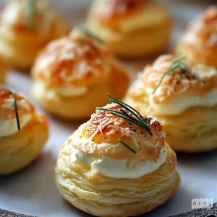 Mini Choux au Cream Cheese et Ciboulette, Glaçage au Fromage
