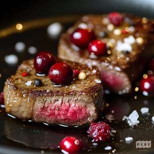 Steak de Cerf Poêlé aux Airelles