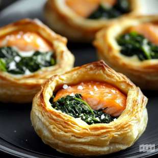 Recette Entrée : Pithiviers de Filet de Saumon et Épinards
