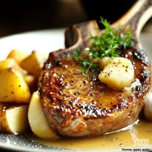 Côte de Cochon aux "Pommes" et Calvados