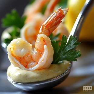 Mini Cuillère à la Crevette et Mayonnaise au Curry