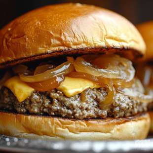 Smash Burger Cheddar et Oignons Caramélisés