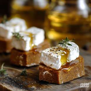 Pain d'Épices et Chèvre Frais, Miel et Thym