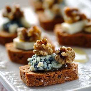 Canapé de Pain d'Épices au Fromage Bleu et Noix